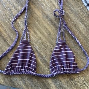Acacia striped triangle top, size S. Braided detail in the ties.